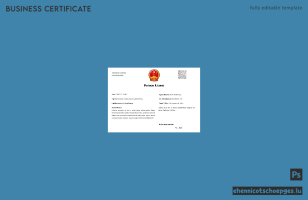 Beispiel einer chinesischen Geschäftslizenz (Word- und PDF-Datei)